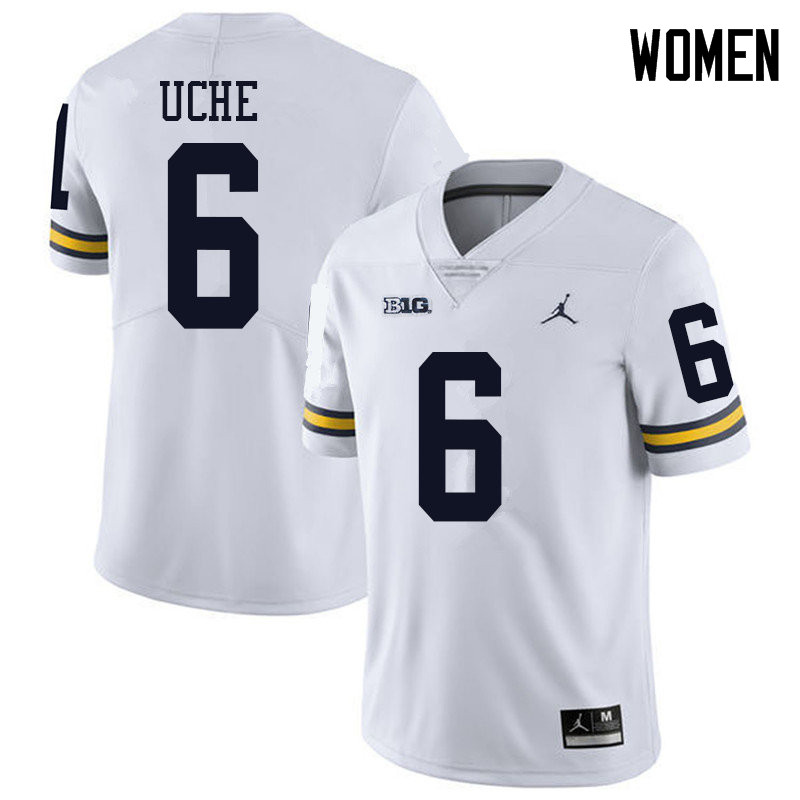 Jordan Brand Women #6 Josh Uche Michigan Wolverines College Football Jerseys Sale-White